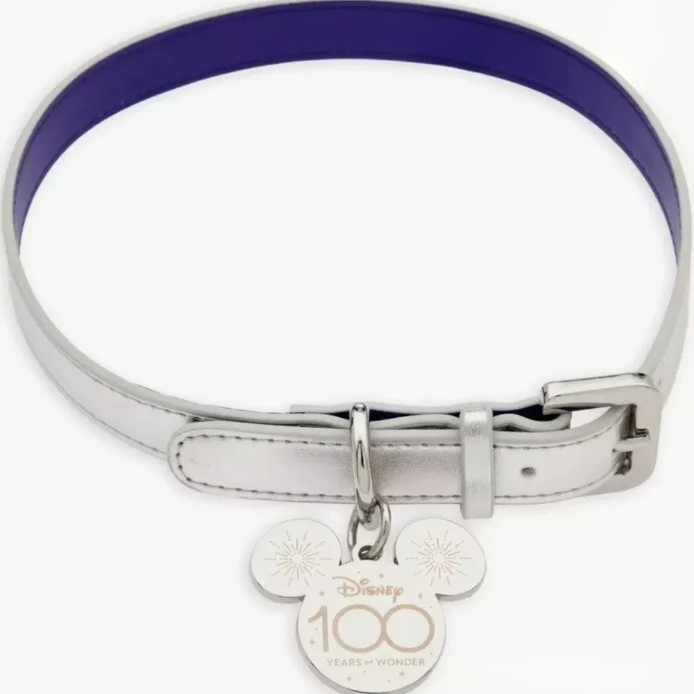 Disney 100 Years of Wonder Platinum Pet Dog Collar - Mickey Charm - Size Large